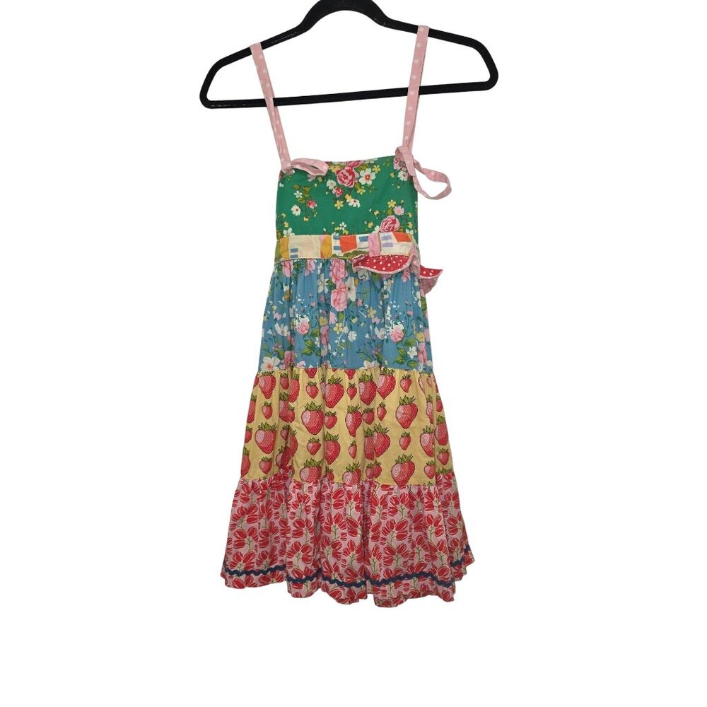 Matilda Jane Girls Multicolor Floral & Strawberry Patchwork Sundress Polka Dot S